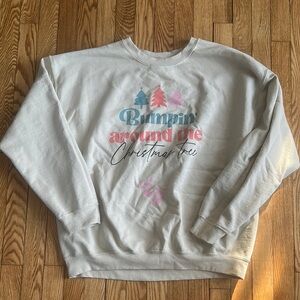 Tan Maternity Christmas Graphic Sweatshirt